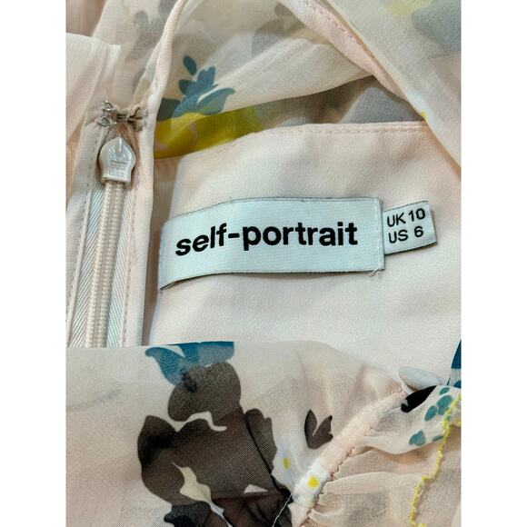 Self-Portrait Graphic Print Floral Dress Blush Pink NEW Size 6 - Picture 11 of 12